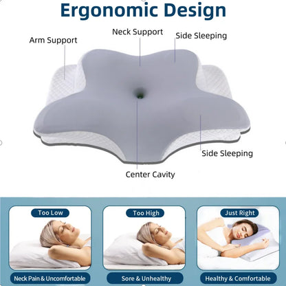 Cervical Memory Foam Pillow Soft for Neck Pain Relief Side Back & Stomach Sleepers, Contour Bed Pillow